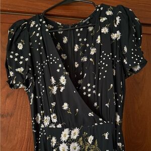 Madewell Midi Dress Black Floral Size 2